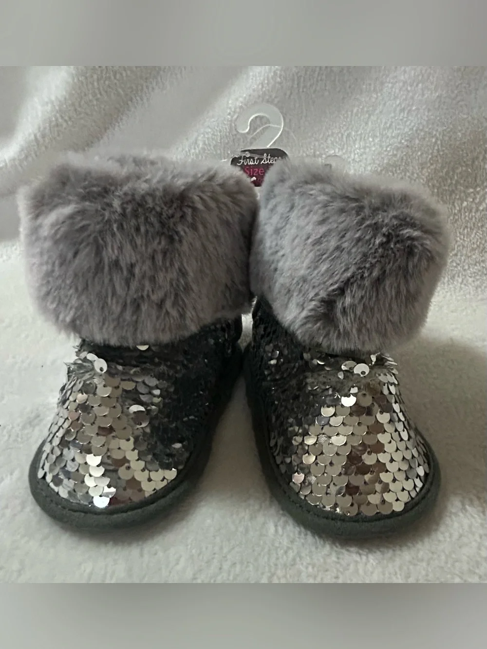 First Steps Sequin Baby Boots
